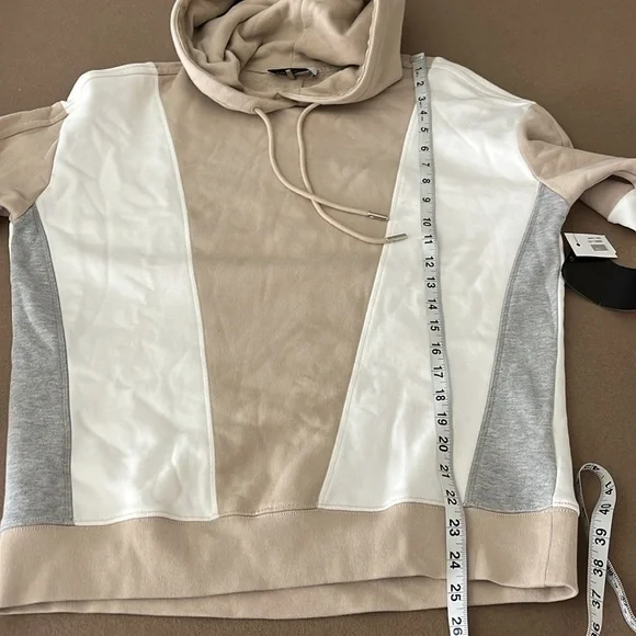 NINETY PERCENT NWT Color-block Organic Cotton Hoodie/Joggers Set Beige - XS